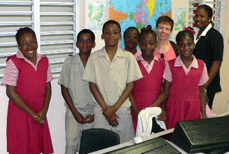 Debra Russell with a group of Deaf students in the Barbados